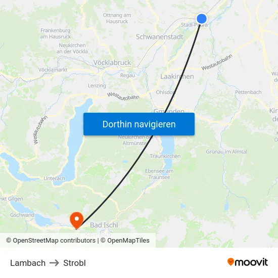 Lambach to Strobl map