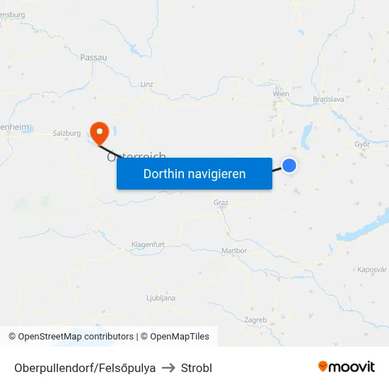 Oberpullendorf/Felsőpulya to Strobl map
