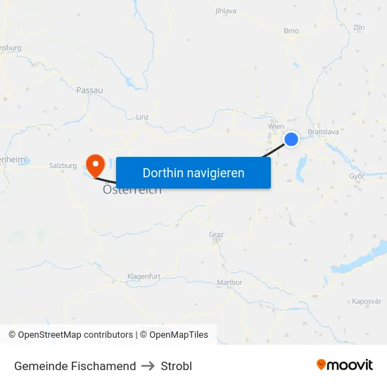 Gemeinde Fischamend to Strobl map