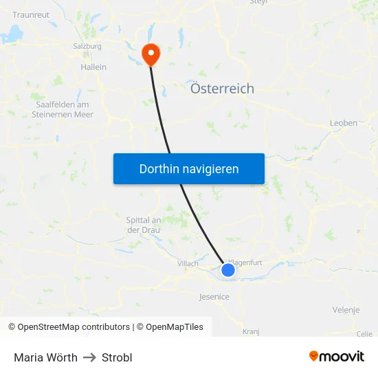 Maria Wörth to Strobl map
