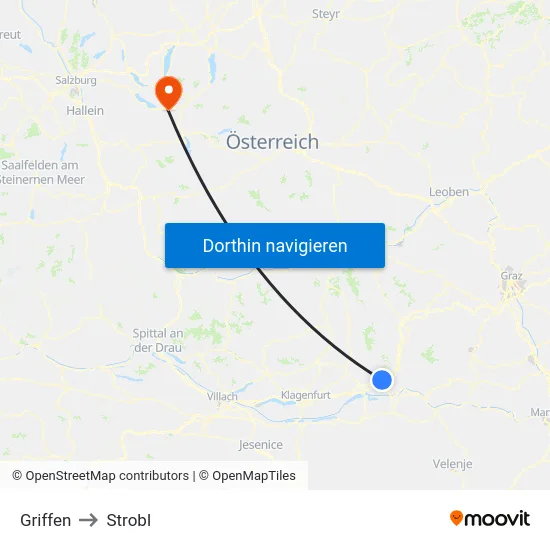 Griffen to Strobl map