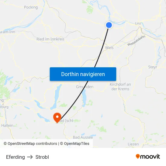 Eferding to Strobl map