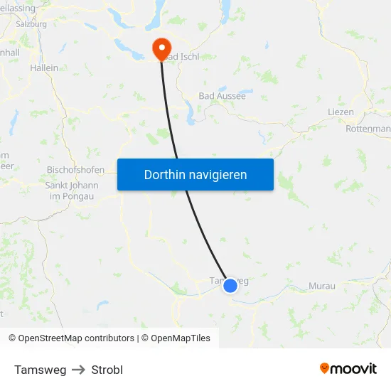 Tamsweg to Strobl map
