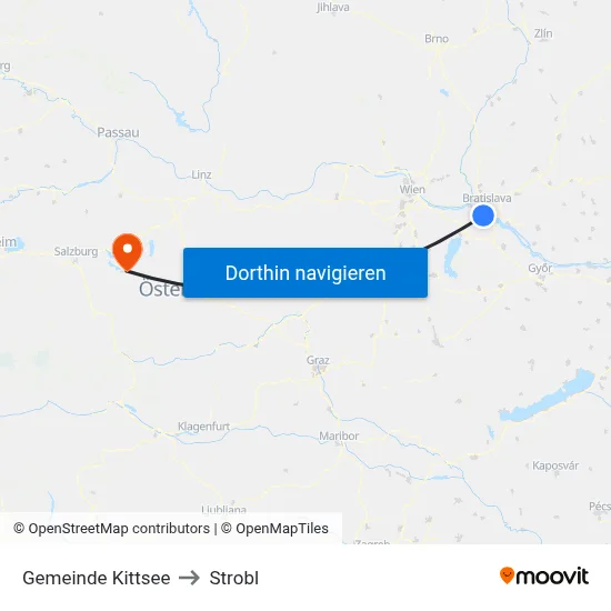 Gemeinde Kittsee to Strobl map