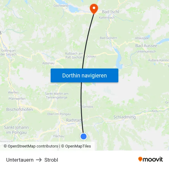 Untertauern to Strobl map