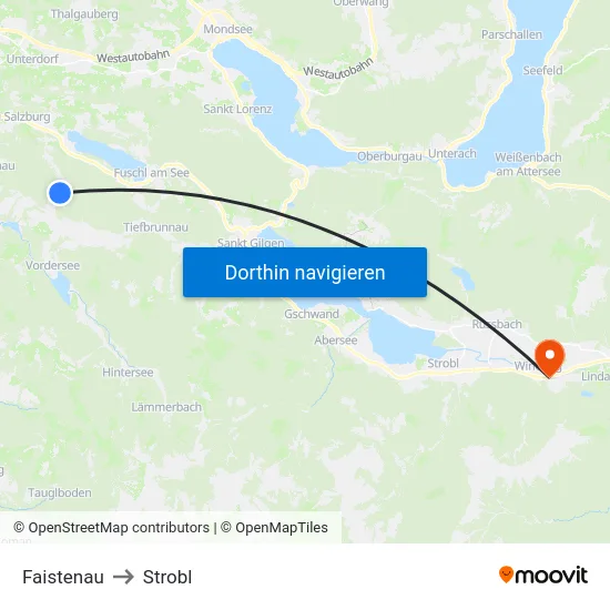 Faistenau to Strobl map