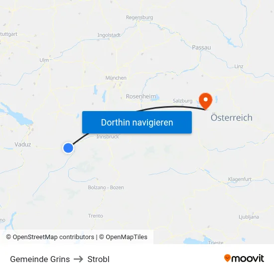 Gemeinde Grins to Strobl map