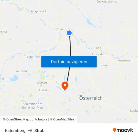 Esternberg to Strobl map