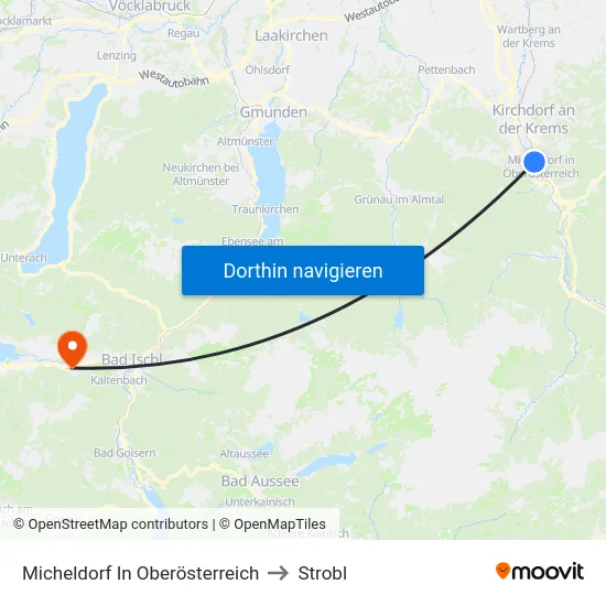 Micheldorf In Oberösterreich to Strobl map