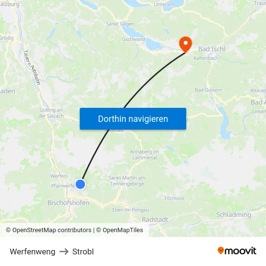Werfenweng to Strobl map