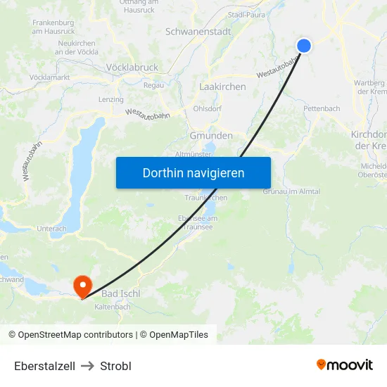 Eberstalzell to Strobl map