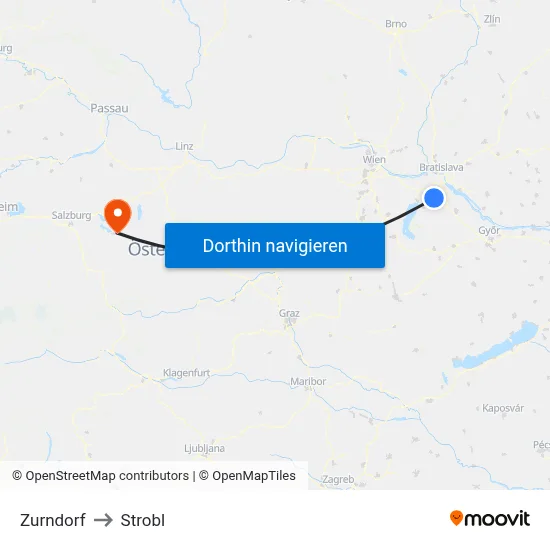 Zurndorf to Strobl map