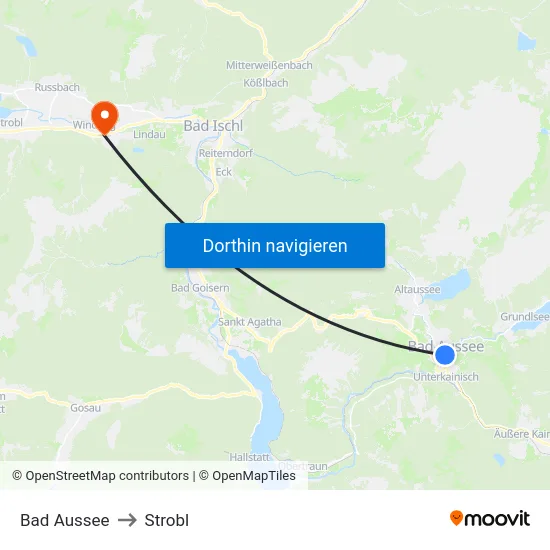 Bad Aussee to Strobl map