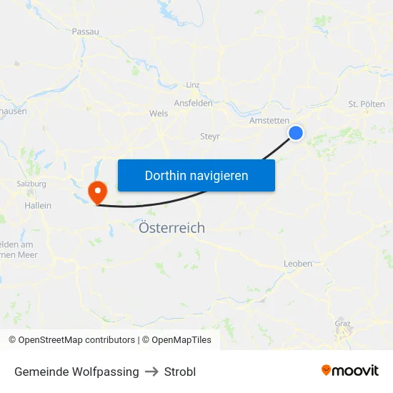 Gemeinde Wolfpassing to Strobl map