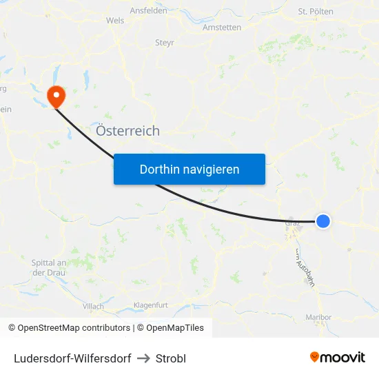 Ludersdorf-Wilfersdorf to Strobl map