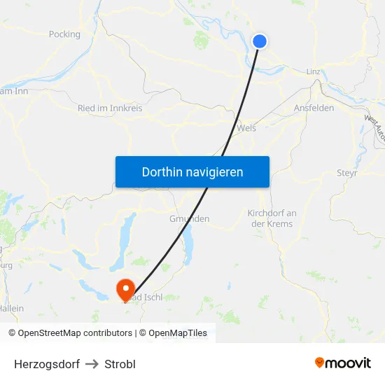 Herzogsdorf to Strobl map
