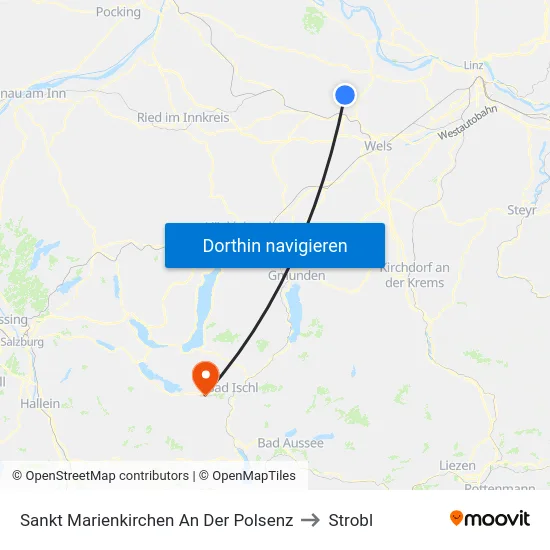Sankt Marienkirchen An Der Polsenz to Strobl map