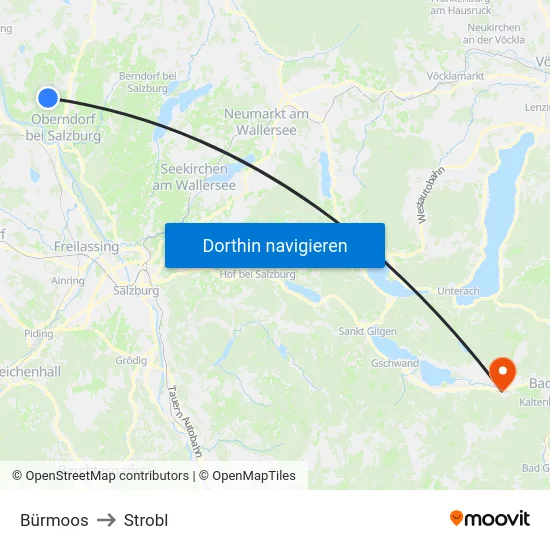 Bürmoos to Strobl map