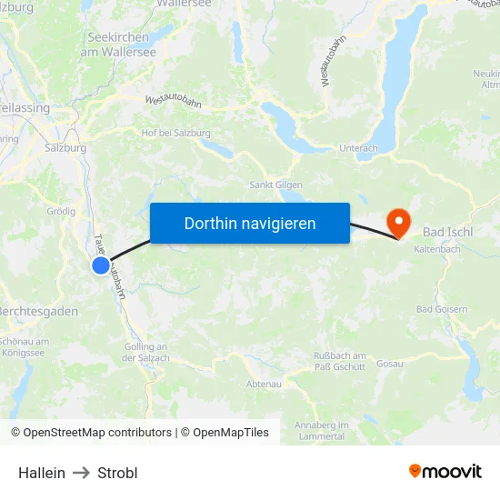 Hallein to Strobl map