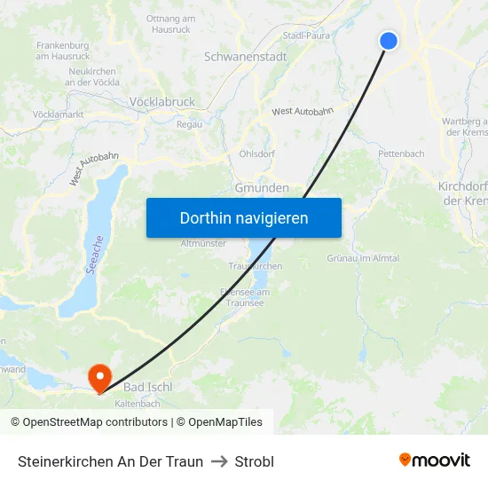 Steinerkirchen An Der Traun to Strobl map