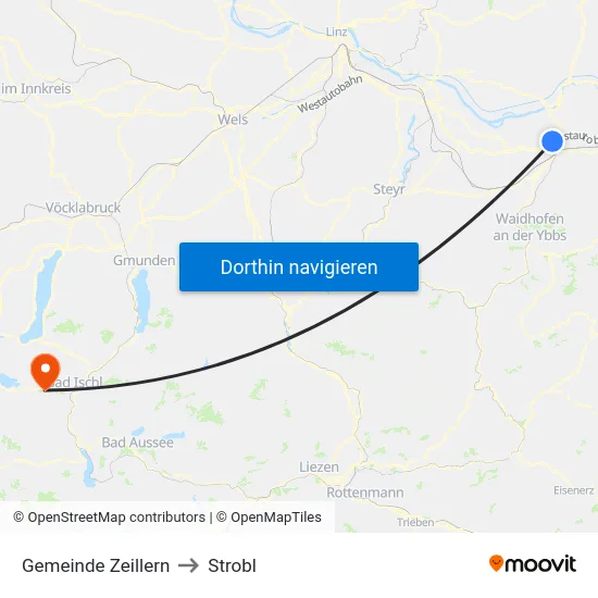 Gemeinde Zeillern to Strobl map