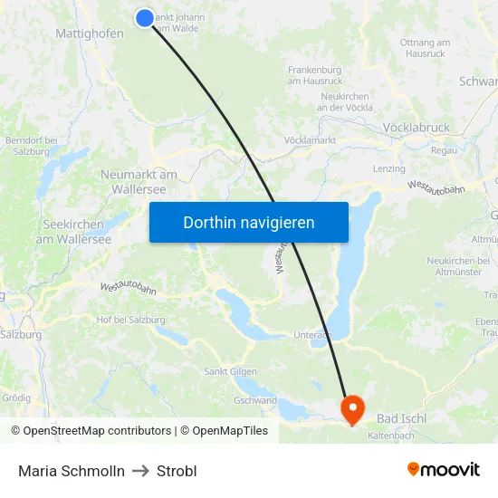 Maria Schmolln to Strobl map
