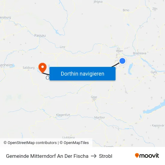 Gemeinde Mitterndorf An Der Fischa to Strobl map