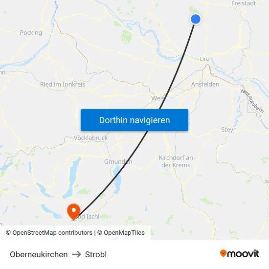 Oberneukirchen to Strobl map