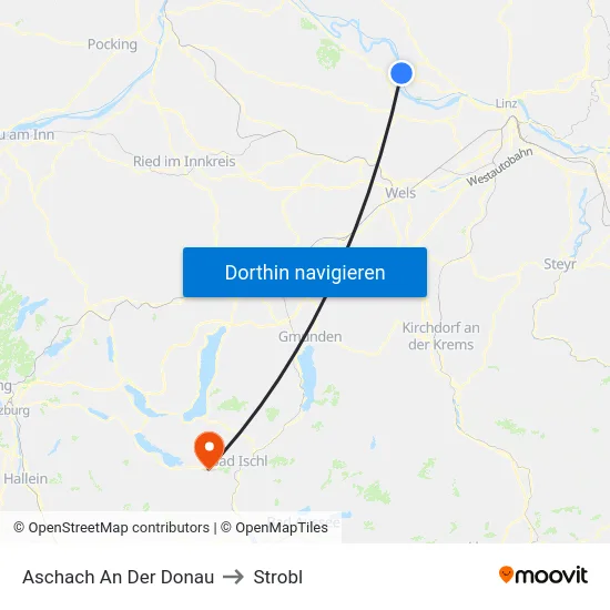 Aschach An Der Donau to Strobl map