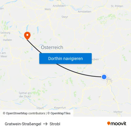 Gratwein-Straßengel to Strobl map