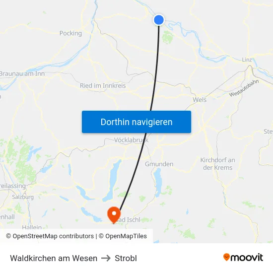 Waldkirchen am Wesen to Strobl map