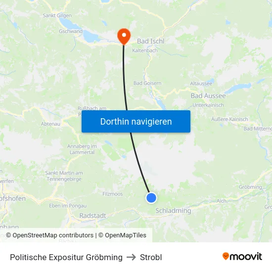 Politische Expositur Gröbming to Strobl map