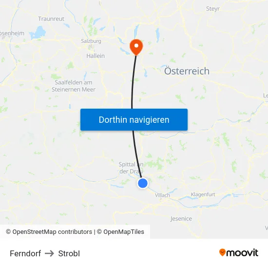 Ferndorf to Strobl map