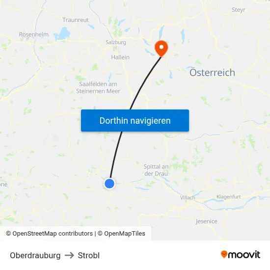Oberdrauburg to Strobl map