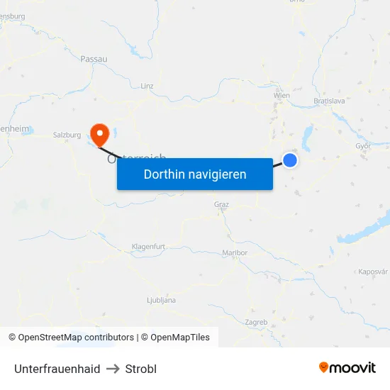 Unterfrauenhaid to Strobl map