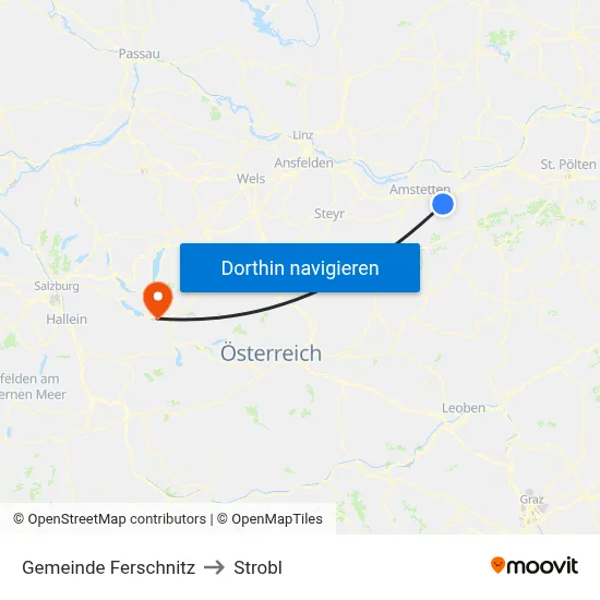 Gemeinde Ferschnitz to Strobl map