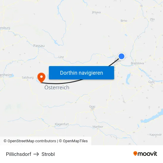 Pillichsdorf to Strobl map