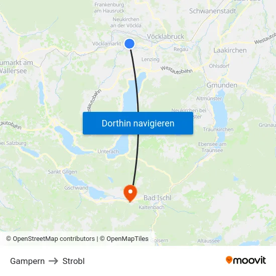 Gampern to Strobl map