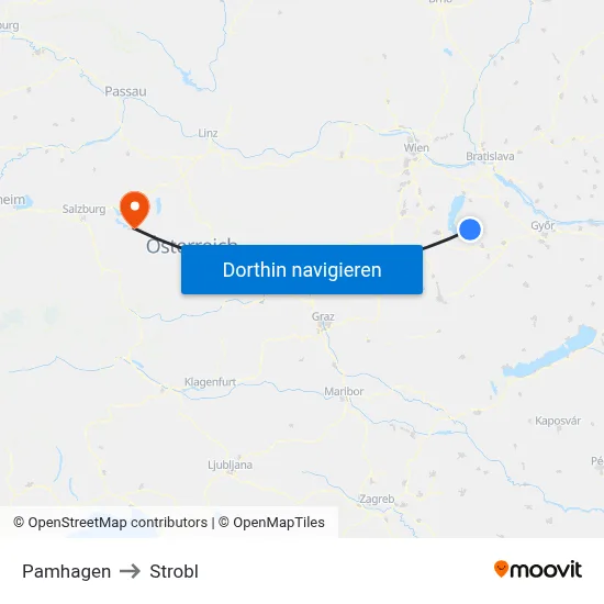 Pamhagen to Strobl map