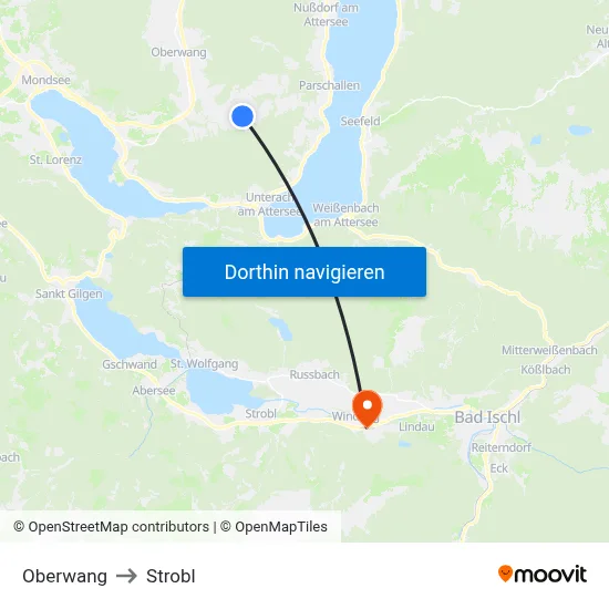 Oberwang to Strobl map