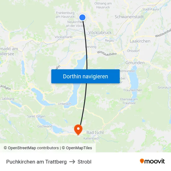 Puchkirchen am Trattberg to Strobl map