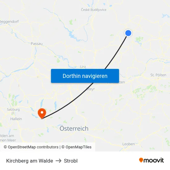 Kirchberg am Walde to Strobl map