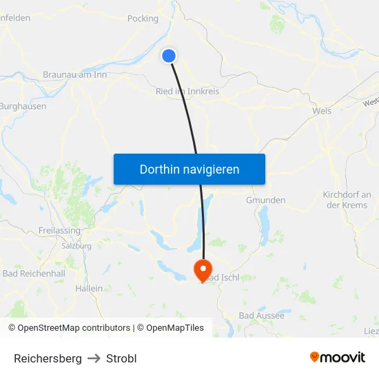 Reichersberg to Strobl map