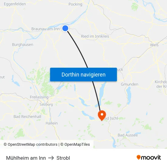 Mühlheim am Inn to Strobl map