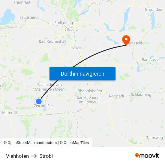 Viehhofen to Strobl map
