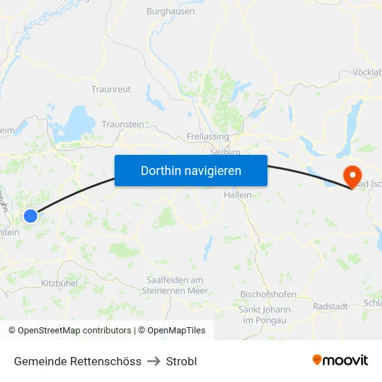 Gemeinde Rettenschöss to Strobl map