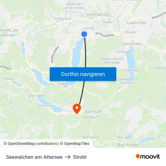 Seewalchen am Attersee to Strobl map