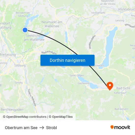 Obertrum am See to Strobl map