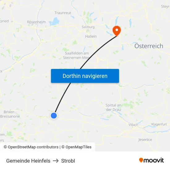 Gemeinde Heinfels to Strobl map