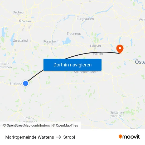 Marktgemeinde Wattens to Strobl map
